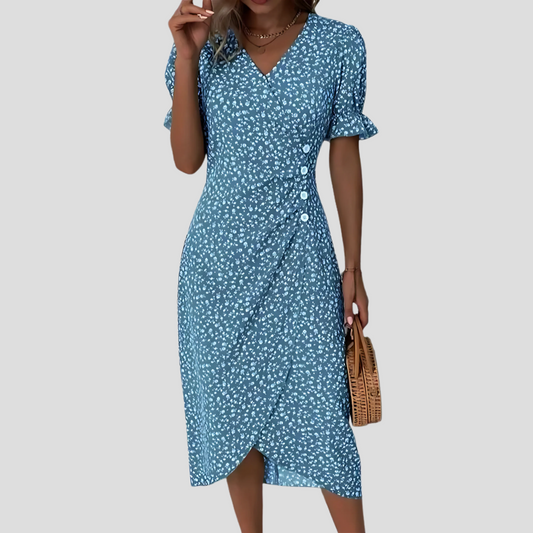 Wearclo | Women's Floral Button-Front Midi Dress