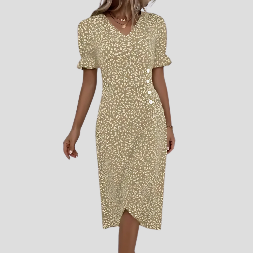 Wearclo | Women's Floral Button-Front Midi Dress