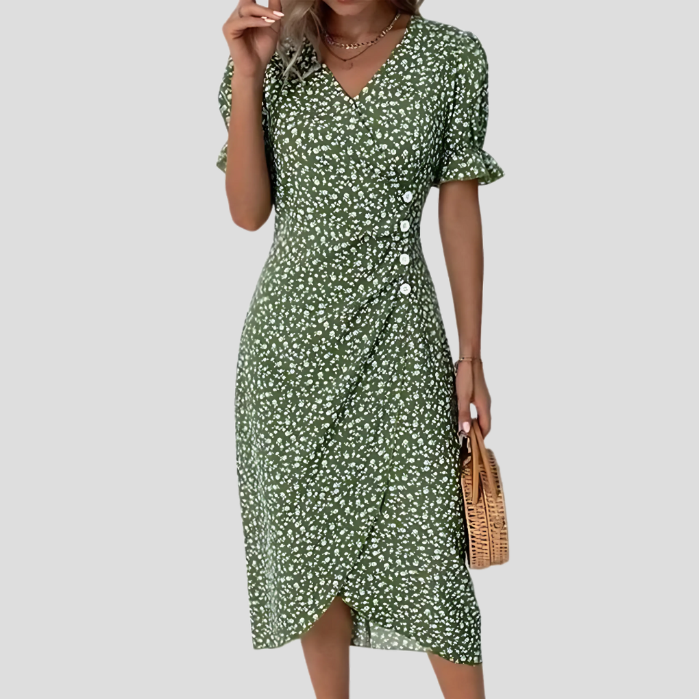 Wearclo | Women's Floral Button-Front Midi Dress