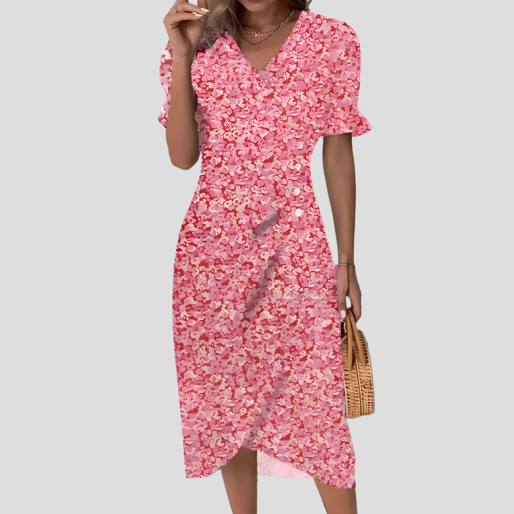 Wearclo | Women's Floral Button-Front Midi Dress