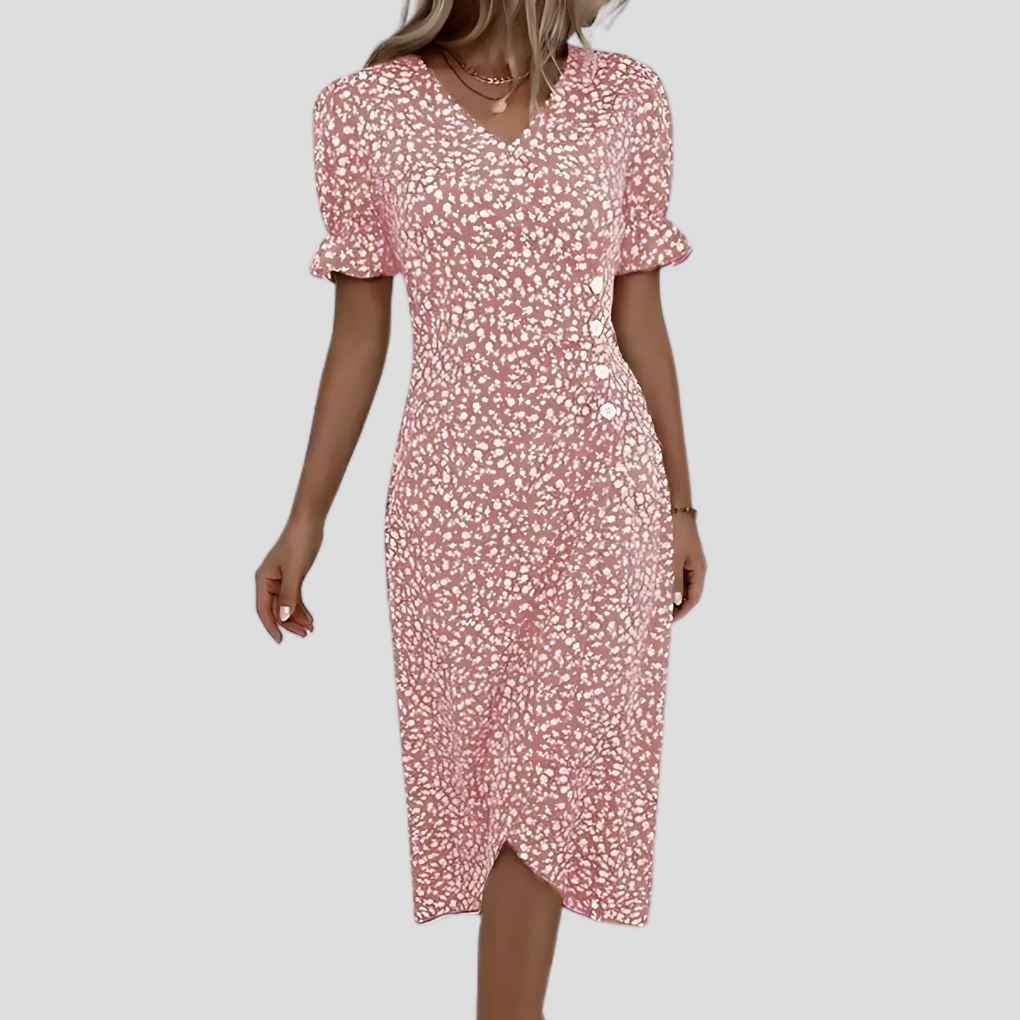 Wearclo | Women's Floral Button-Front Midi Dress