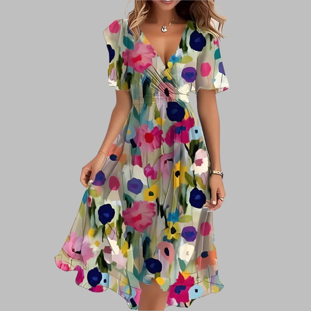 Wearclo | Women's Floral Midi Wrap Dress
