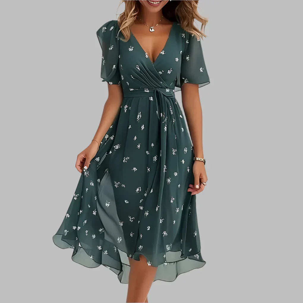 Wearclo | Women's Floral Midi Wrap Dress