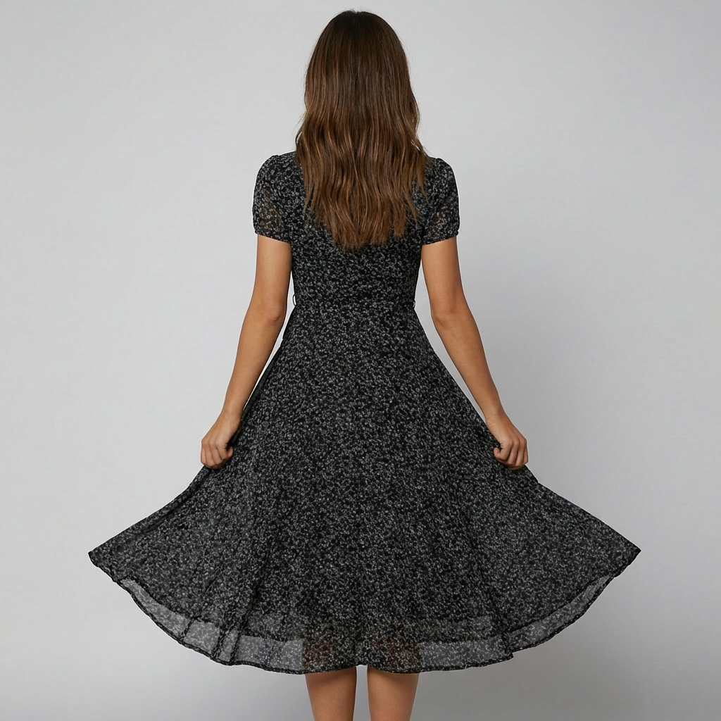 Wearclo | Women's Floral V-Neck A-Line Midi Dress