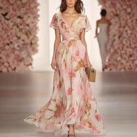 Wearclo | Floral V-Neck Maxi Dress