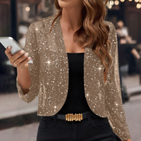 Sparkling Sequin Open-Front Cardigan Jacket