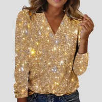 Sparkling Sequin V-Neck Blouse