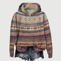 Women's Cozy Nordic Print Knit Hoodie