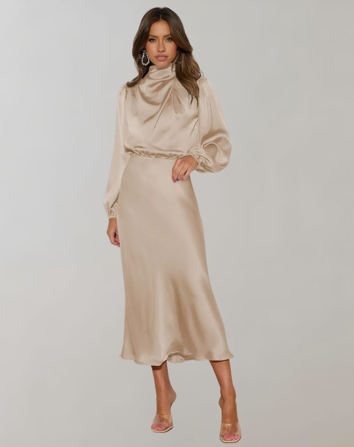 Wearclo | Women's High Neck Maxi Dress