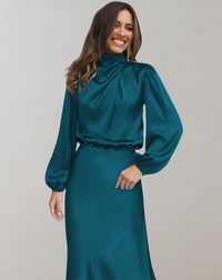 Wearclo | Chic High Neck Satin Gown