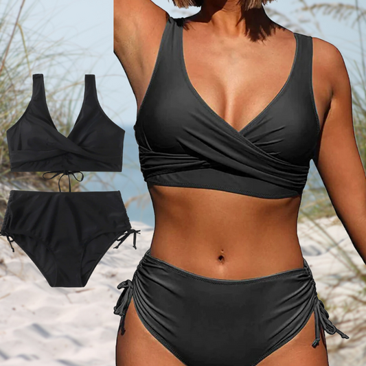Wearclo | Women's High Waist Bikini Set Wrap Top
