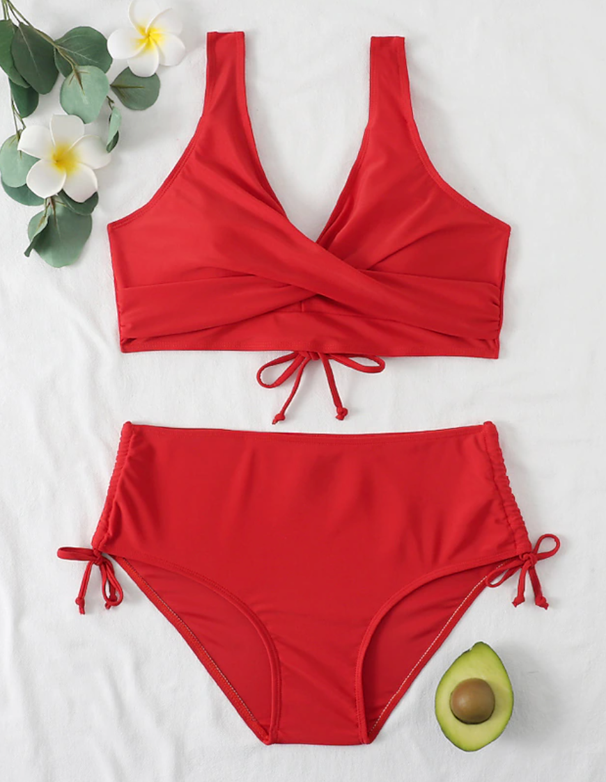 Wearclo | Women's High Waist Bikini Set Wrap Top