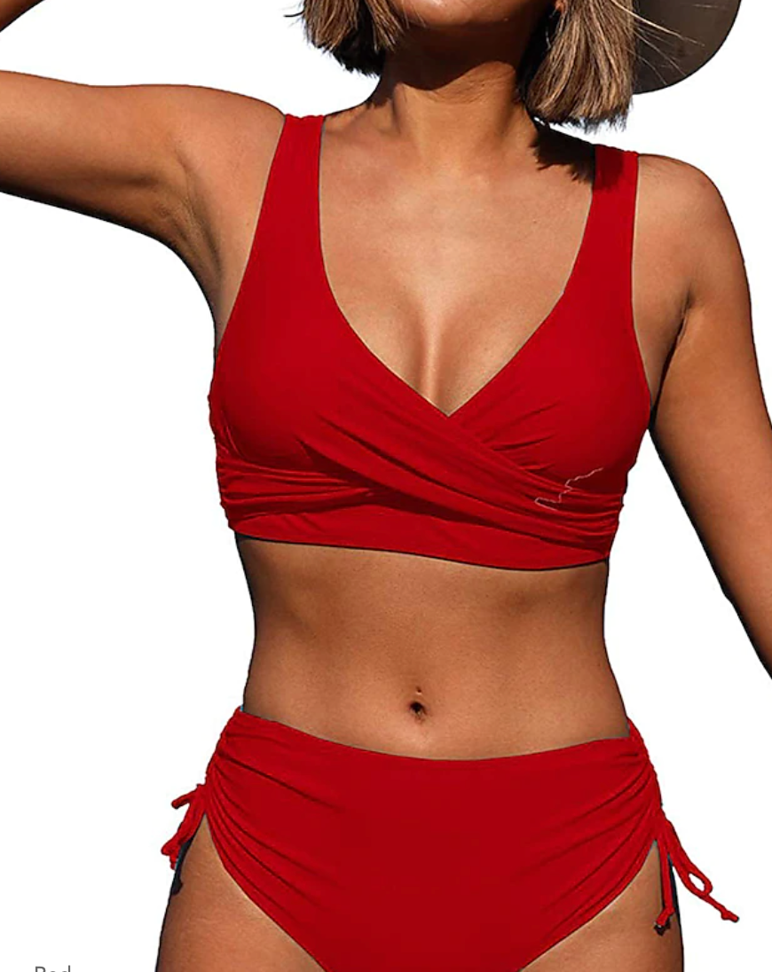 Wearclo | Women's High Waist Bikini Set Wrap Top