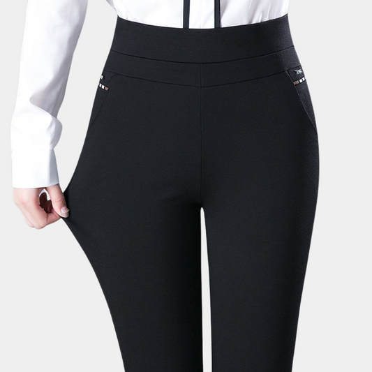 Wearclo | Women's High Waist Stretch Pants with Pinstripe