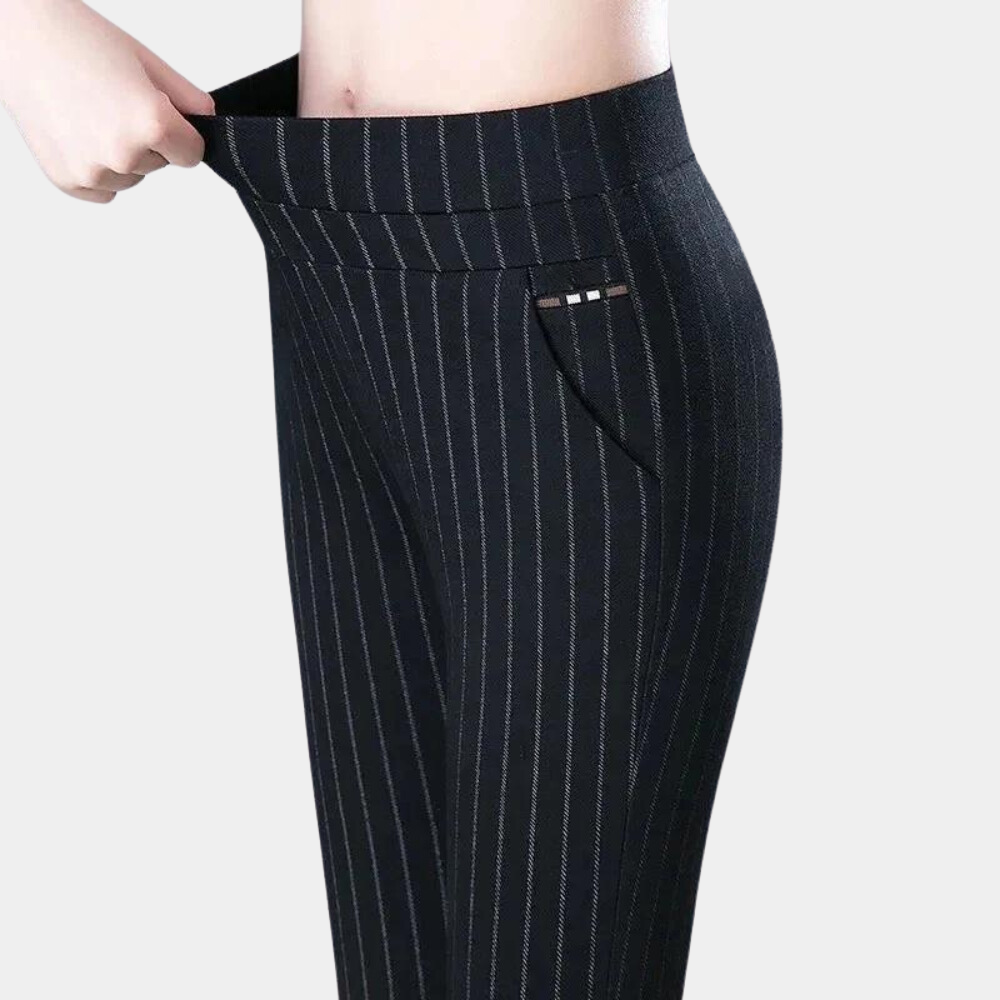 Wearclo | Women's High Waist Stretch Pants with Pinstripe