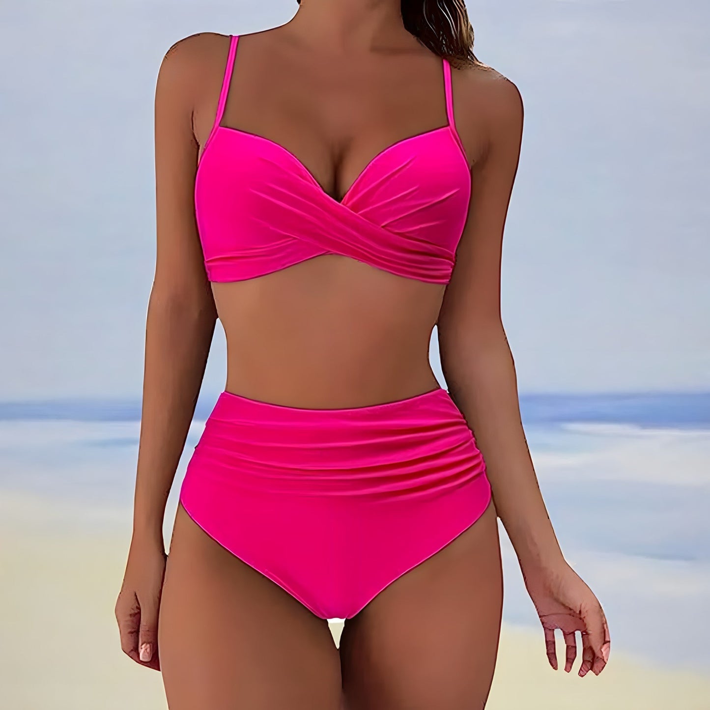 Wearclo | Women's High-Waisted Bikini Ruched