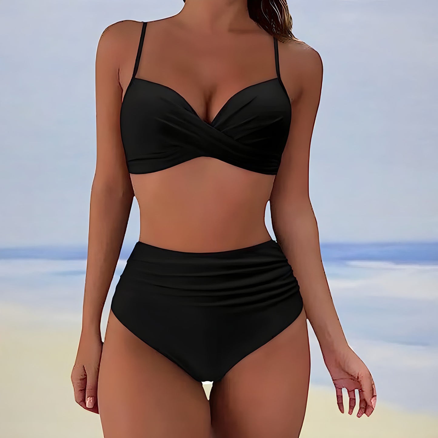 Wearclo | Women's High-Waisted Bikini Ruched