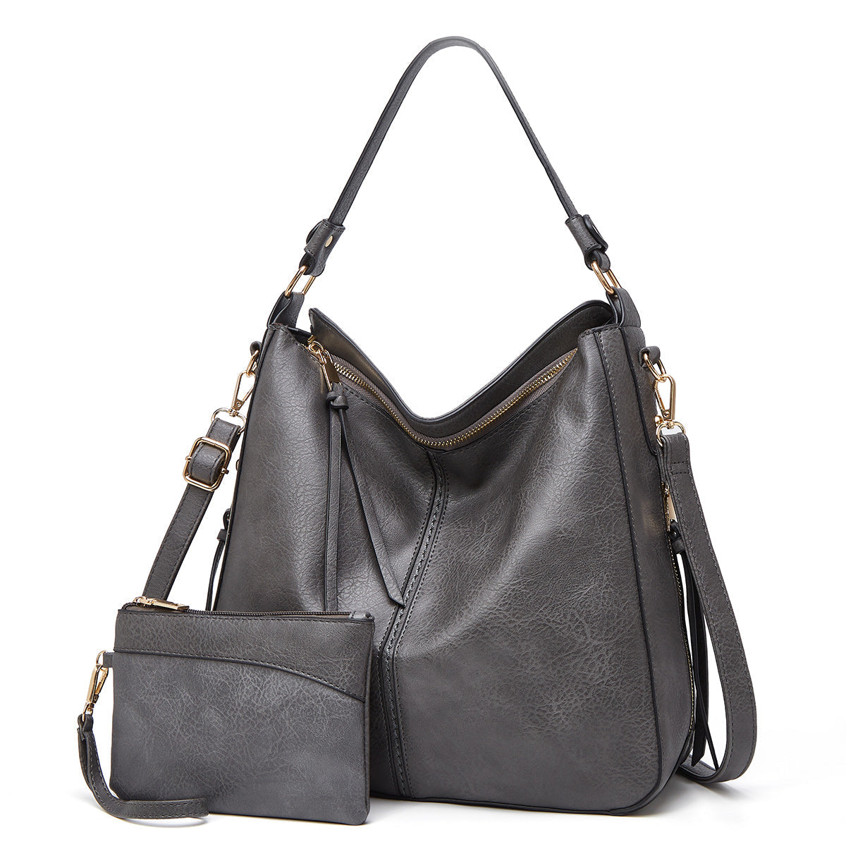 Wearclo | Women's Hobo Shoulder Bag with Gold Hardware