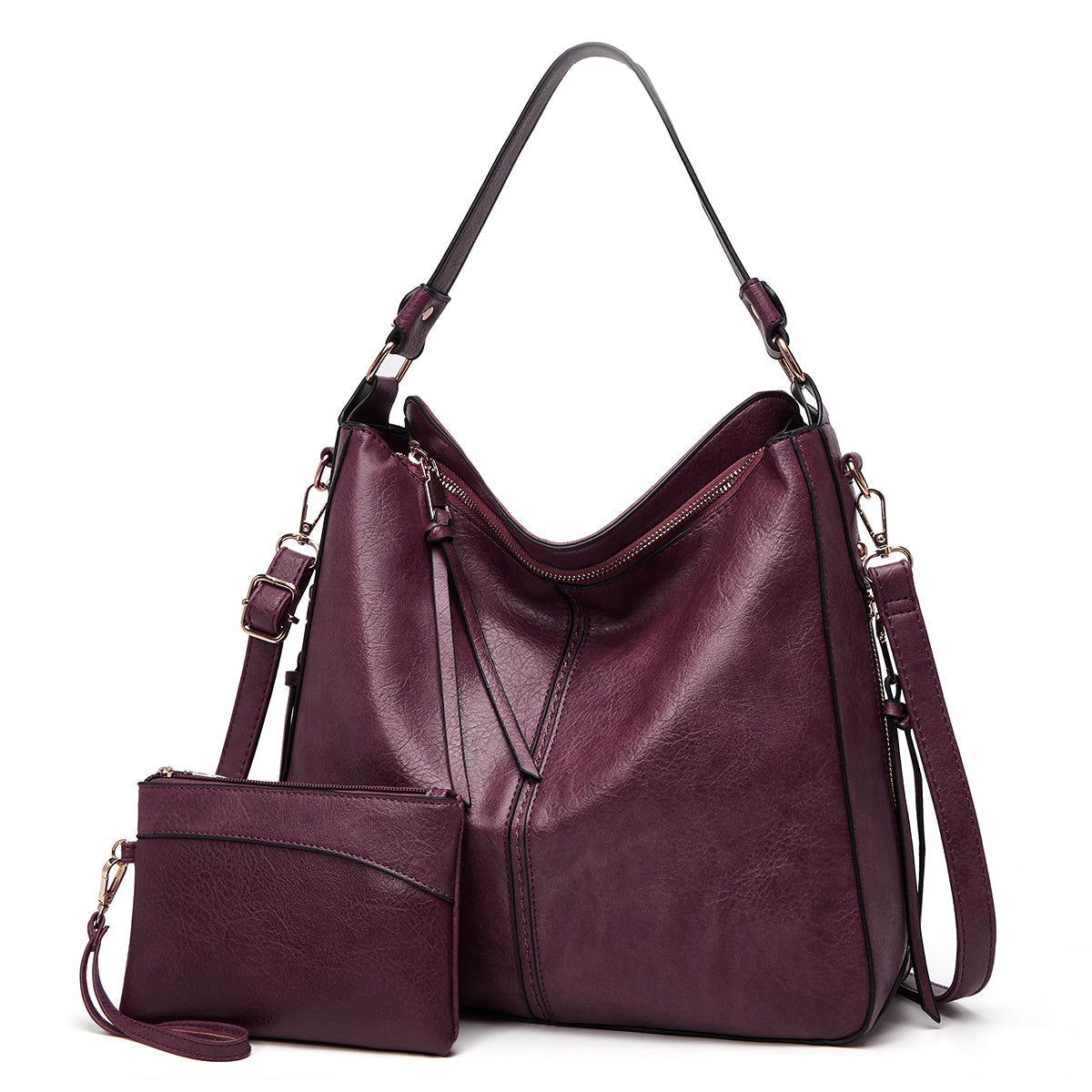 Wearclo | Women's Hobo Shoulder Bag with Gold Hardware