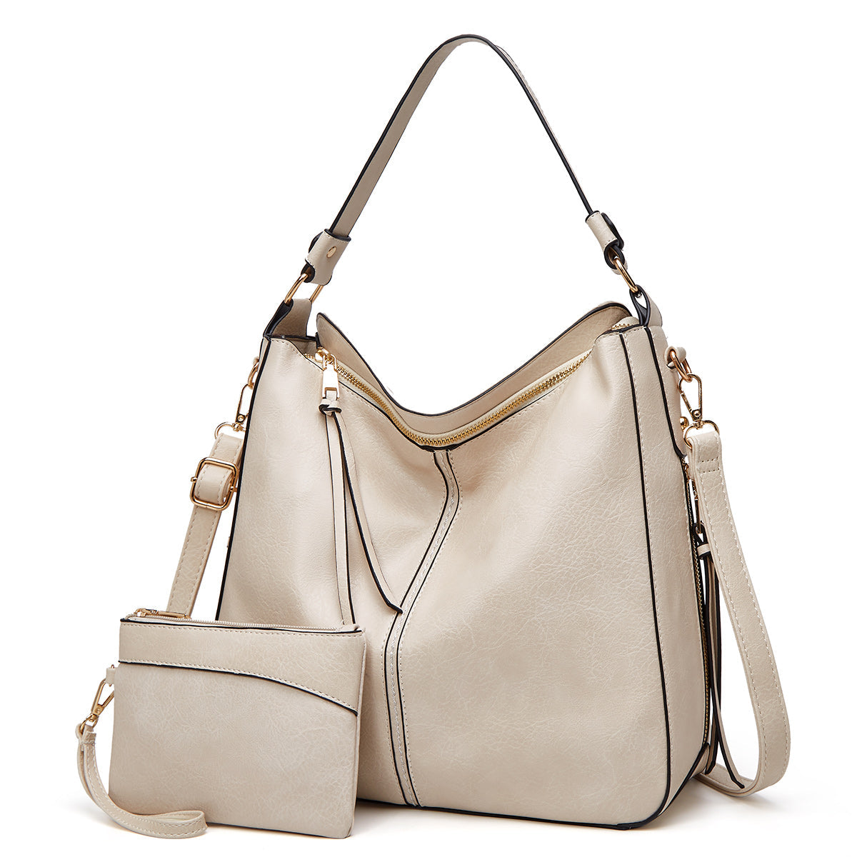 Wearclo | Women's Hobo Shoulder Bag with Gold Hardware