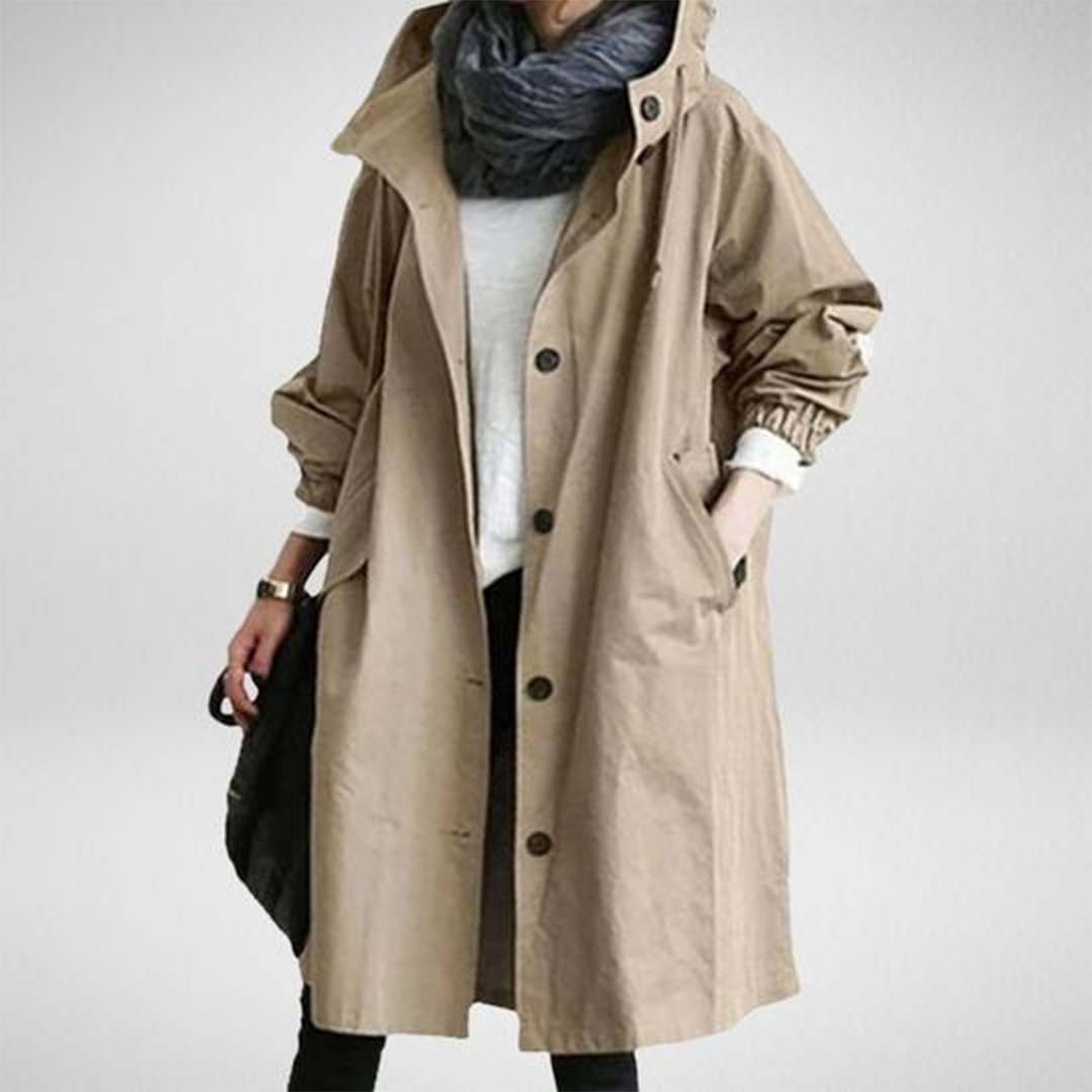Wearclo | Women's Hooded Mid-Length Raincoat