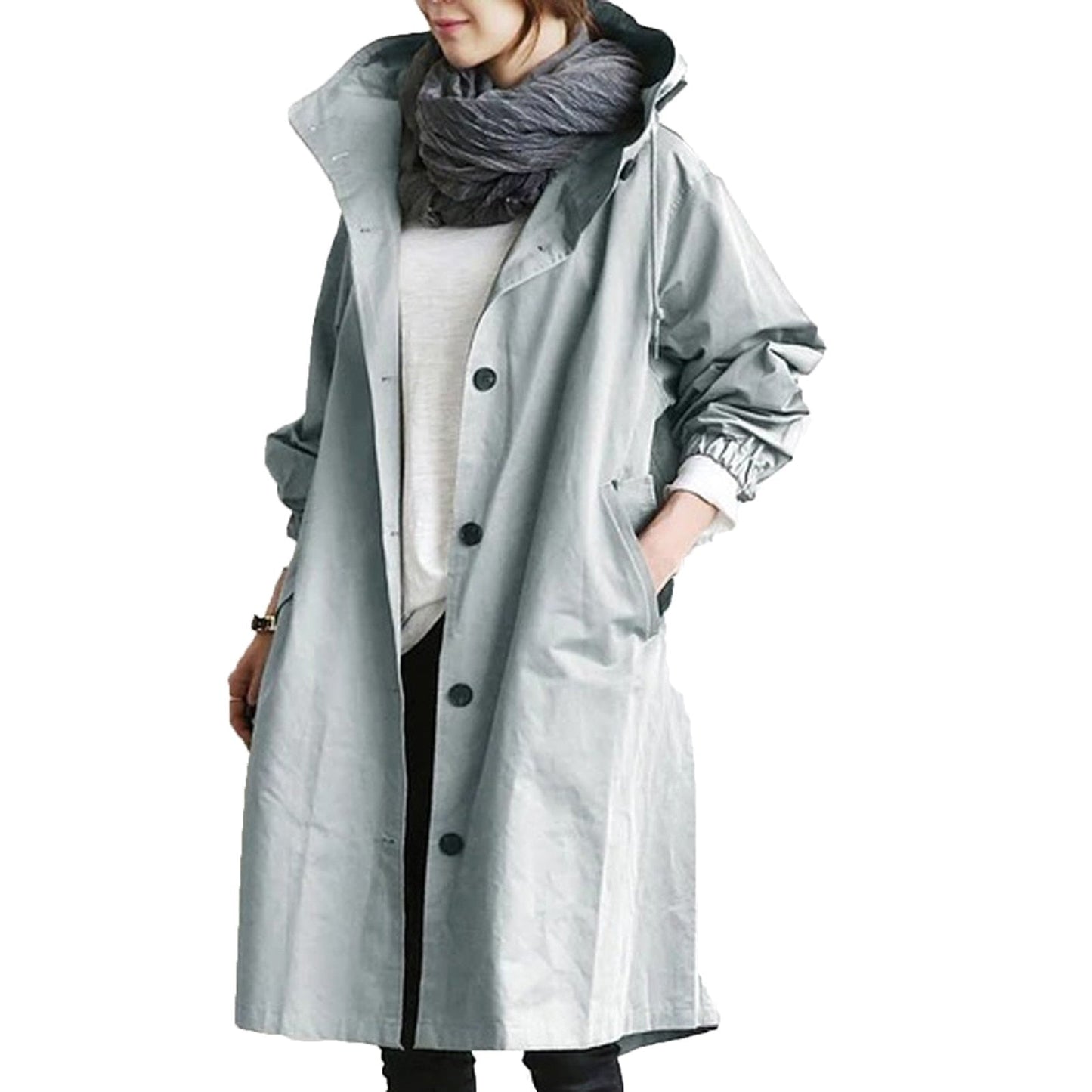 Wearclo | Women's Hooded Mid-Length Raincoat