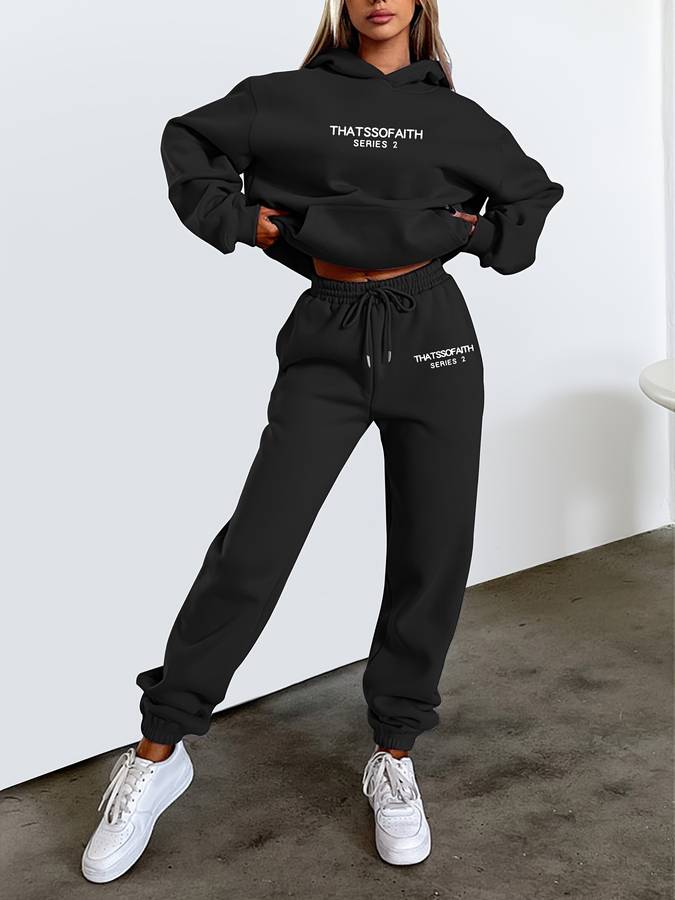 Wearclo | Women's Hoodie & Jogger Set with Drawstring Waist