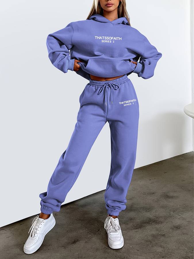Wearclo | Women's Hoodie & Jogger Set with Drawstring Waist