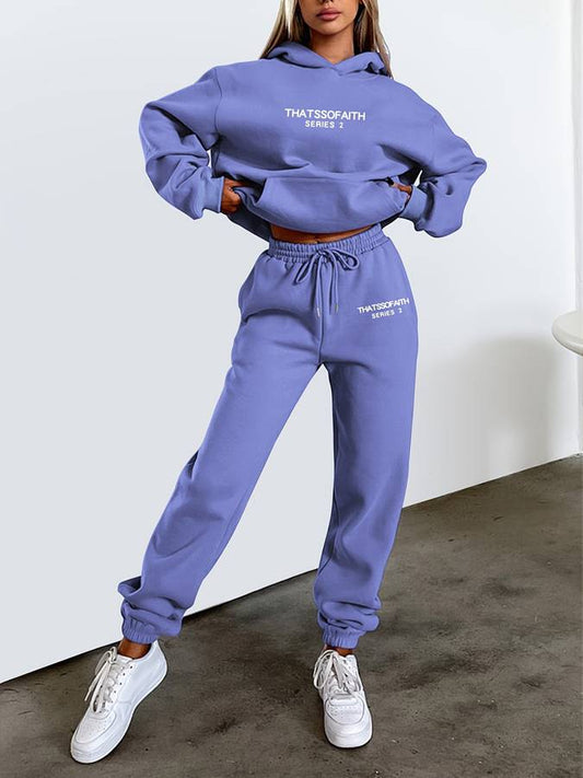 Wearclo | Women's Hoodie & Jogger Set with Drawstring Waist