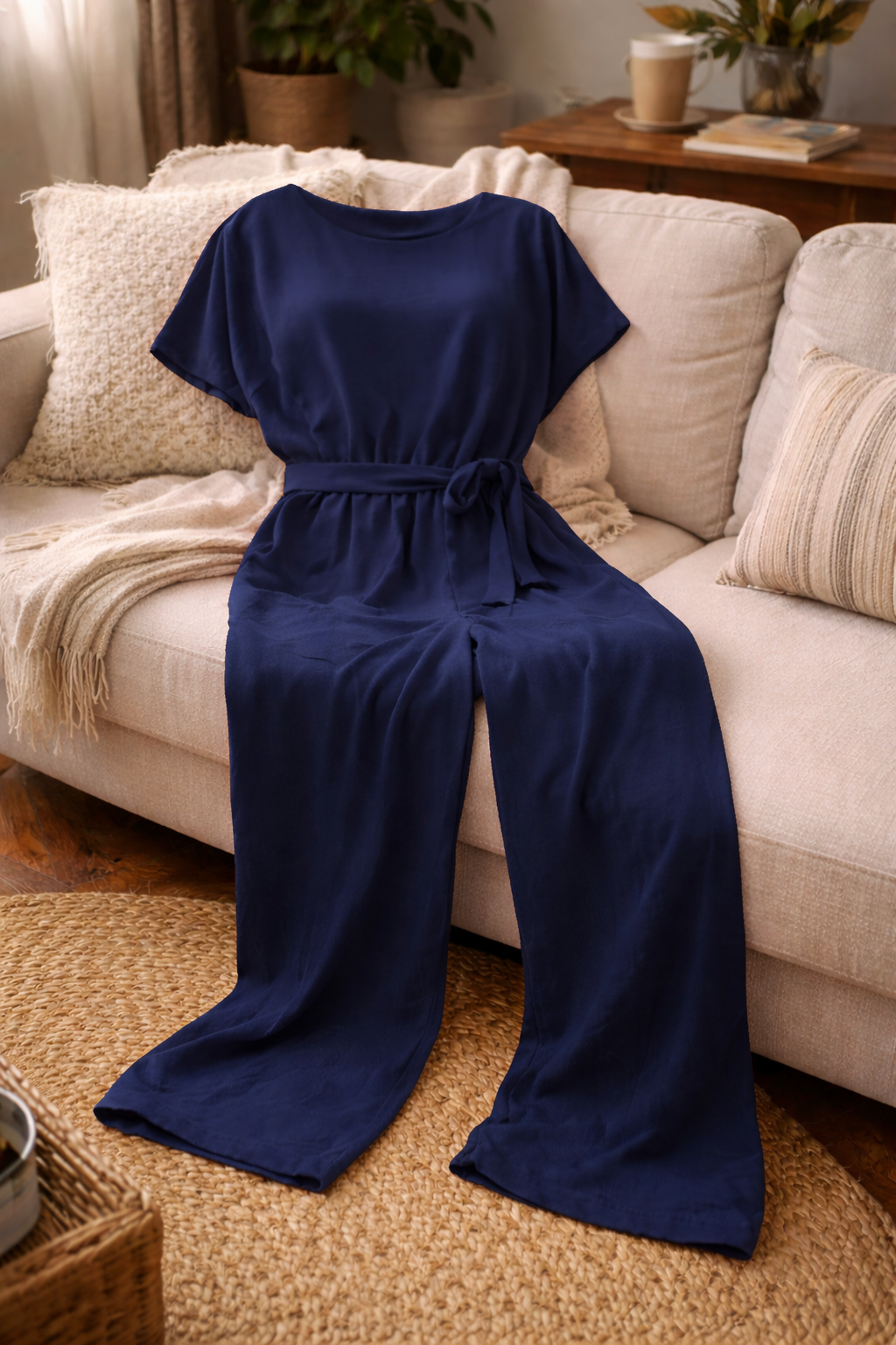 Wearclo | Women's Jumpsuit Wide Cut with Belt