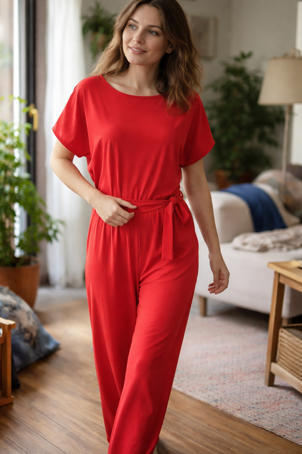 Wearclo | Women's Jumpsuit Wide Cut with Belt