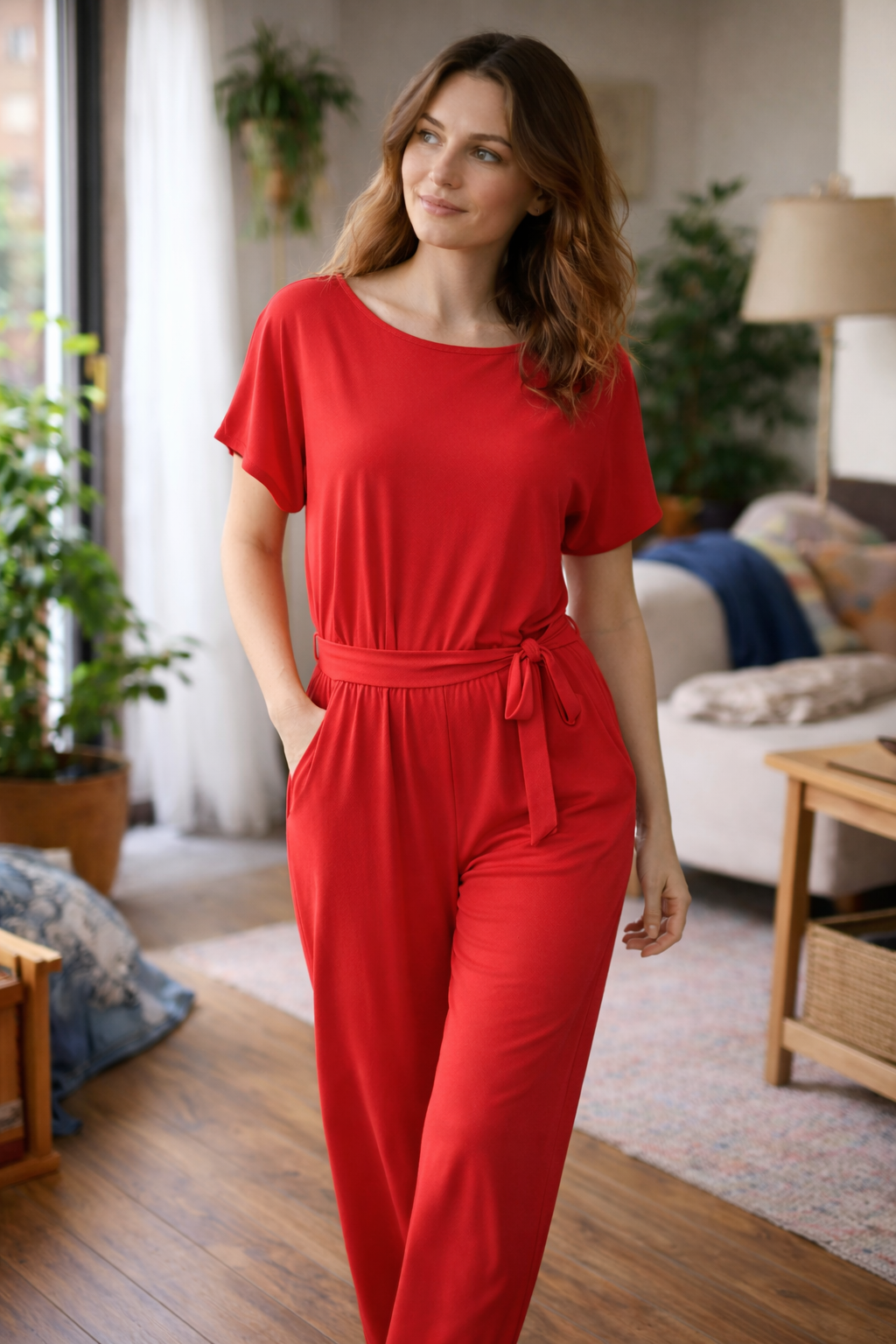 Wearclo | Women's Jumpsuit Wide Cut with Belt