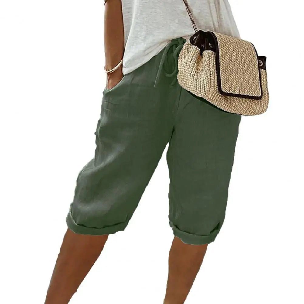 Wearclo | Women's Knee-Length Drawstring Shorts with Pockets
