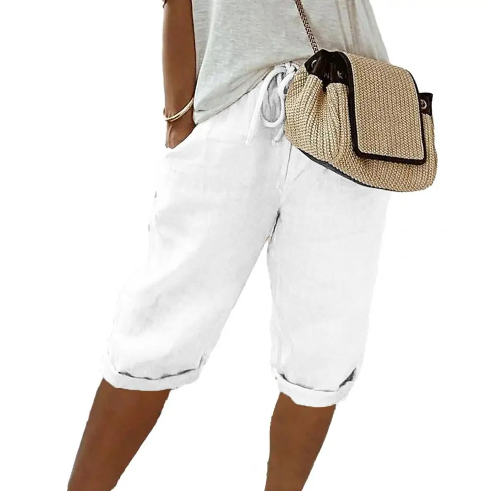 Wearclo | Women's Knee-Length Drawstring Shorts with Pockets