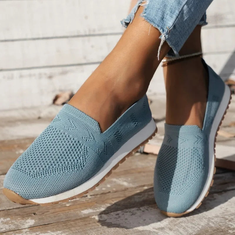 Wearclo | Women's Knit Slip-On Loafers with Comfort Design