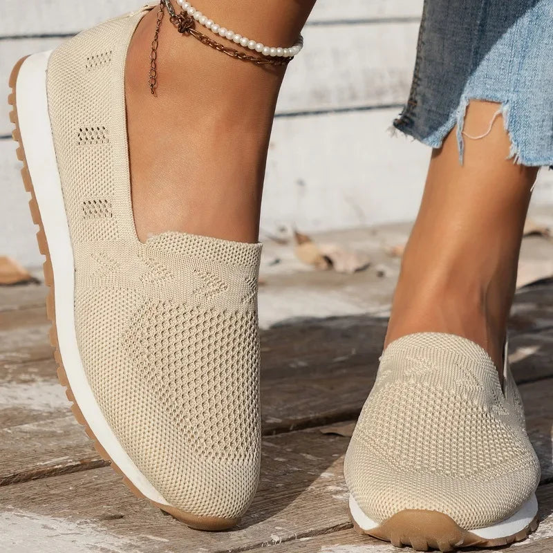 Wearclo | Women's Knit Slip-On Loafers with Comfort Design