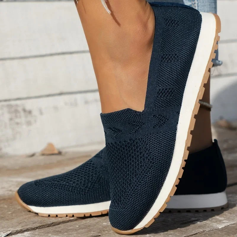 Wearclo | Women's Knit Slip-On Loafers with Comfort Design