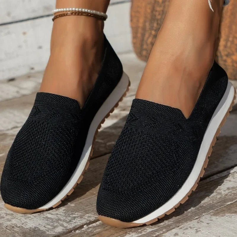 Wearclo | Women's Knit Slip-On Loafers with Comfort Design