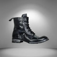 Wearclo | Women's Cap Toe Lace-Up Leather Boots