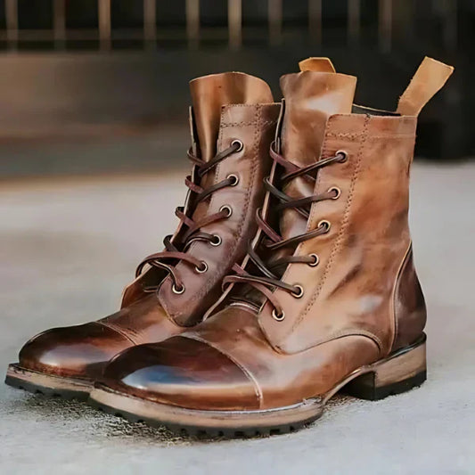 Wearclo | Women's Lace-Up Cap Toe Boots
