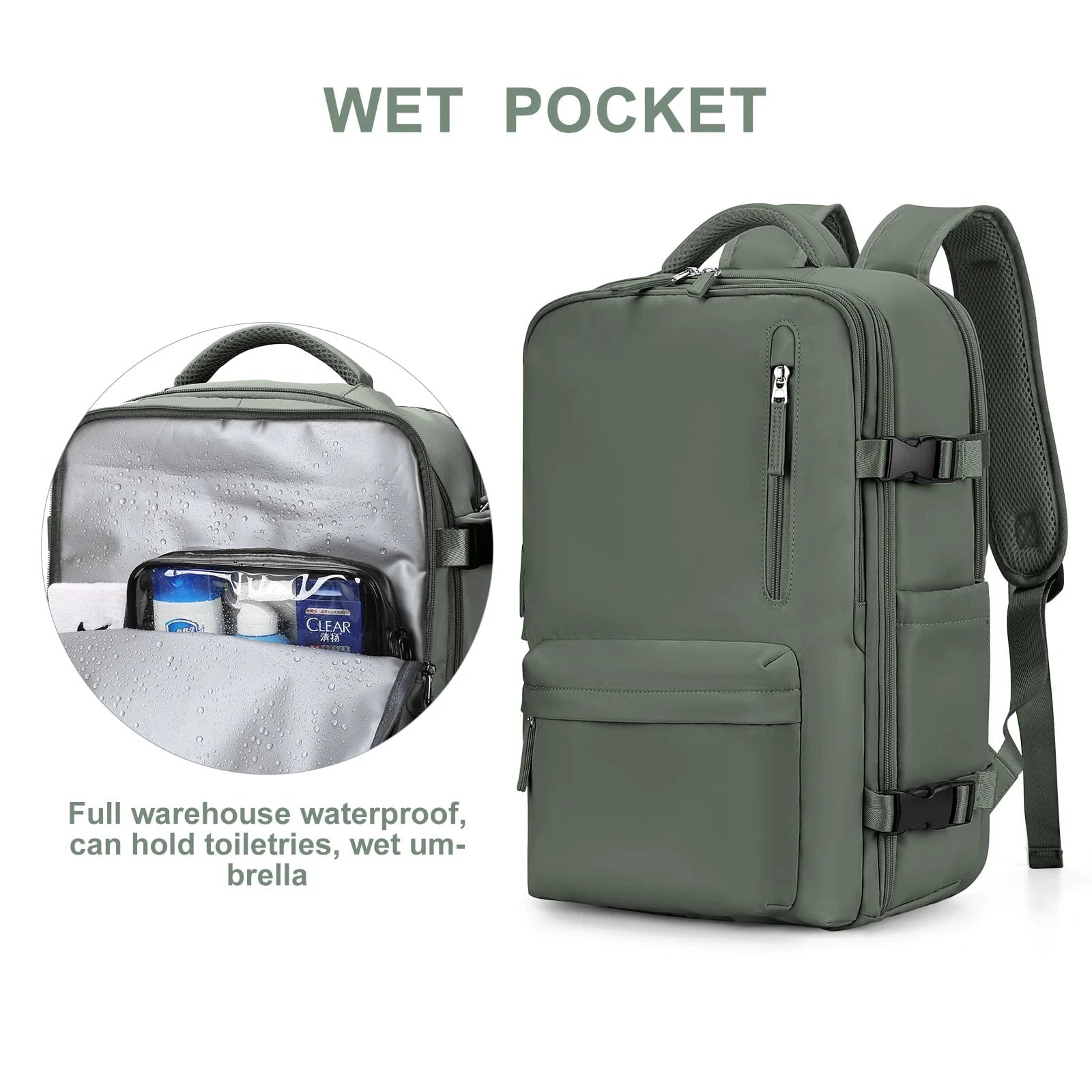 Wearclo | Women's Large Travel Backpack Water-Resistant Hiking Backpack