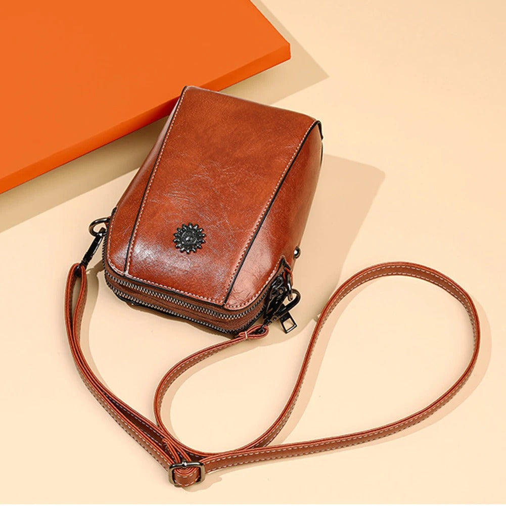Wearclo | Women's Leather Crossbody Bag with Adjustable Strap