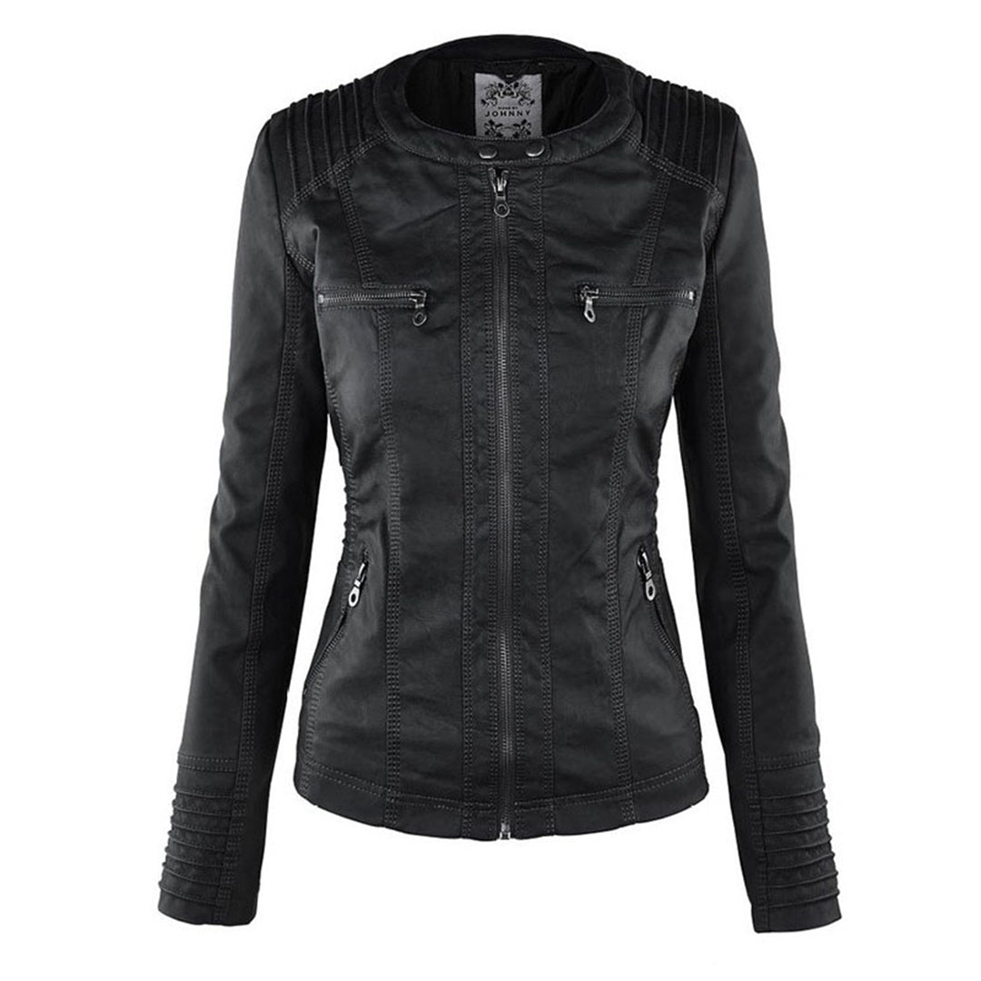 Wearclo - Women's Leather Jacket with Hood