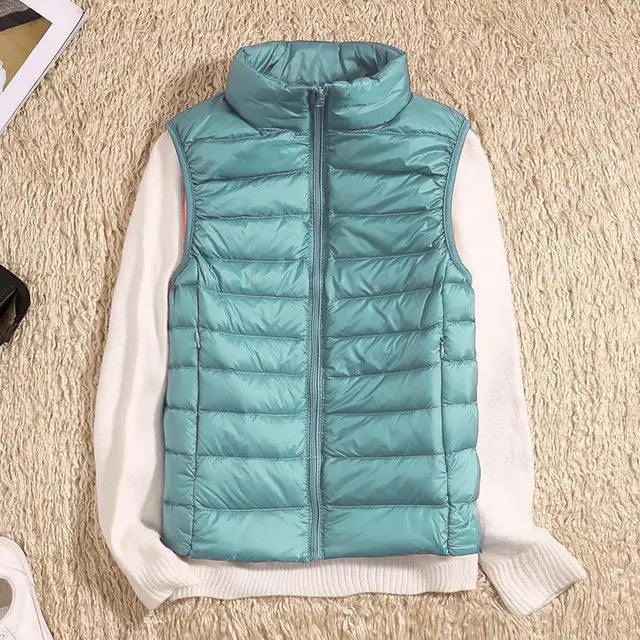 Wearclo | Women's Lightweight Down Vest with Stand Collar
