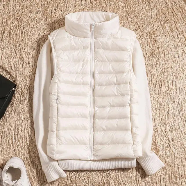 Wearclo | Women's Lightweight Down Vest with Stand Collar