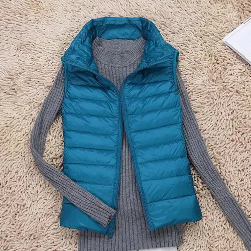 Wearclo | Women's Lightweight Down Vest with Stand Collar