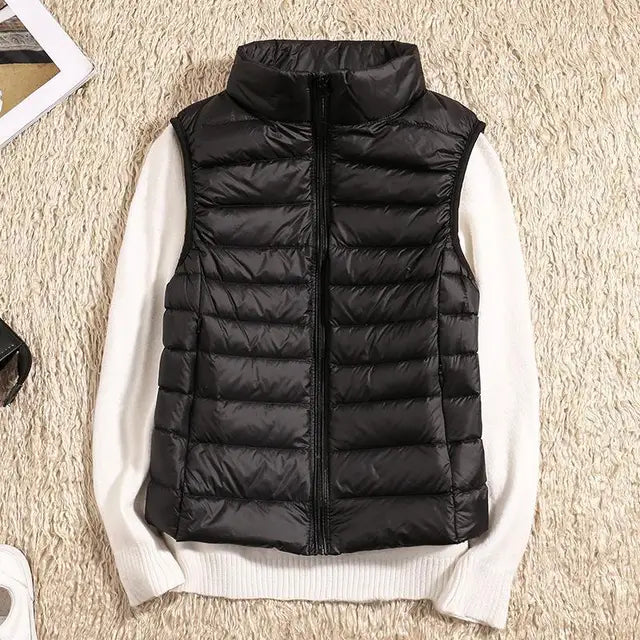 Wearclo | Women's Lightweight Down Vest with Stand Collar