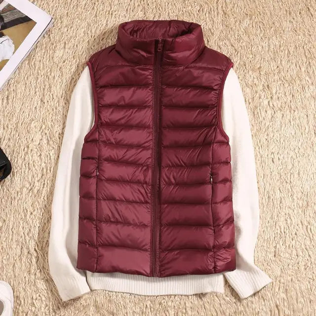 Wearclo | Women's Lightweight Down Vest with Stand Collar