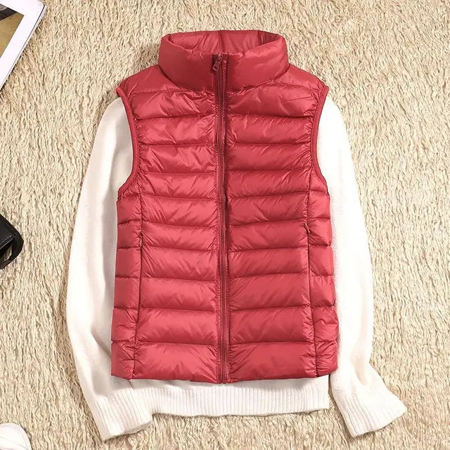 Wearclo | Women's Lightweight Down Vest with Stand Collar