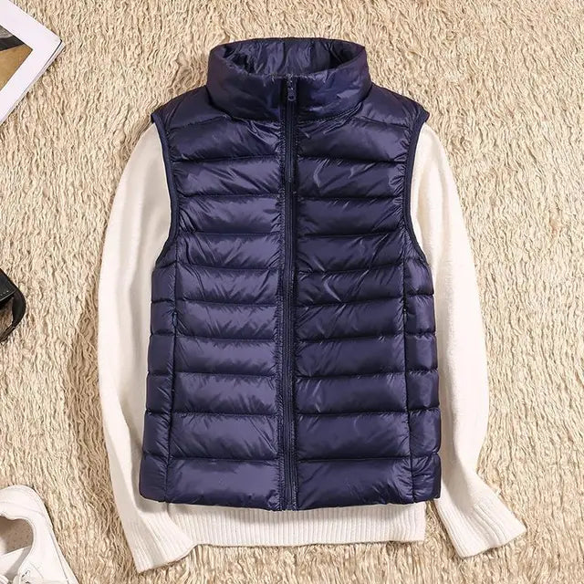 Wearclo | Women's Lightweight Down Vest with Stand Collar